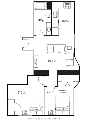 Blied 2 bed floorplan