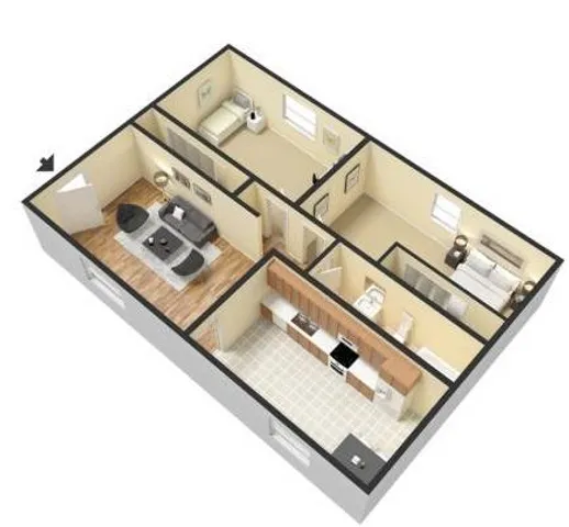 Two Bedroom One Bath 950 Square Feet