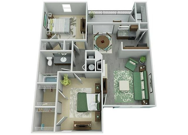 Grenache Floorplan, Two bedroom, One Bath