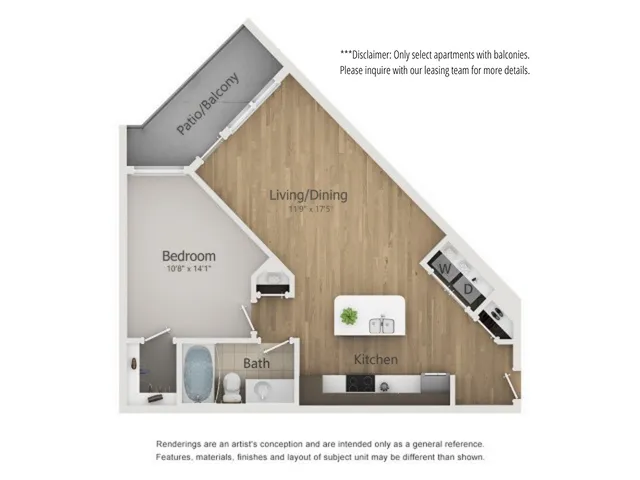 Esquire Floor Plan | 1 Bedroom with 1 Bath | 718 Square Feet | The Melrose | Apartment Homes