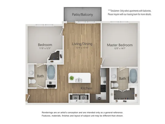 Commodore Floor Plan | 2 Bedroom with 2 Bath | 952 Square Feet | The Melrose | Apartment Homes