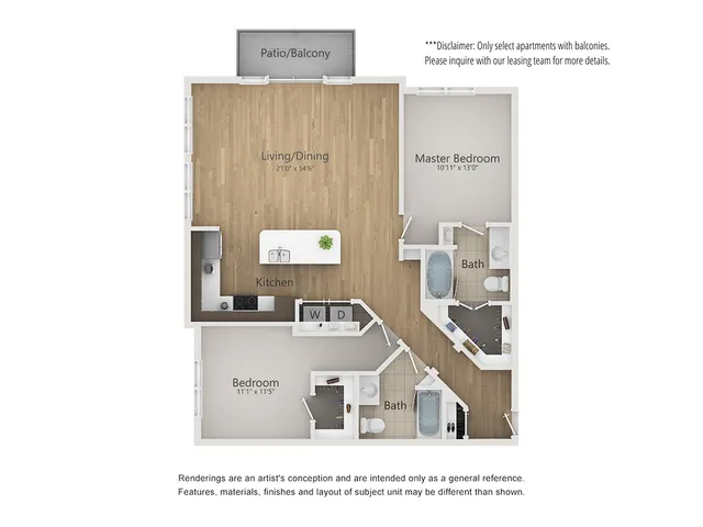Paramount Floor Plan | 2 Bedroom with 2 Bath | 1189 Square Feet | The Melrose | Apartment Homes