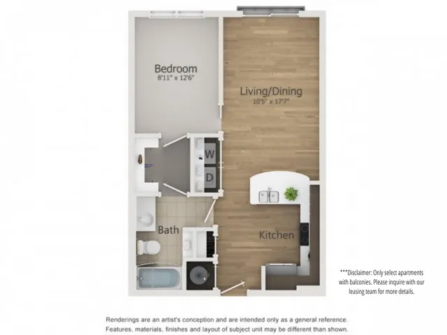 Regal Floor Plan | 1 Bedroom with 1 Bath | 620 Square Feet | The Melrose | Apartment Homes