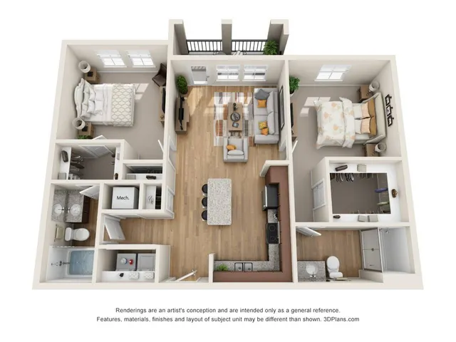 View of B1 Floor Plan at Cottonwood Lighthouse Point Apartments in Pompano Beach