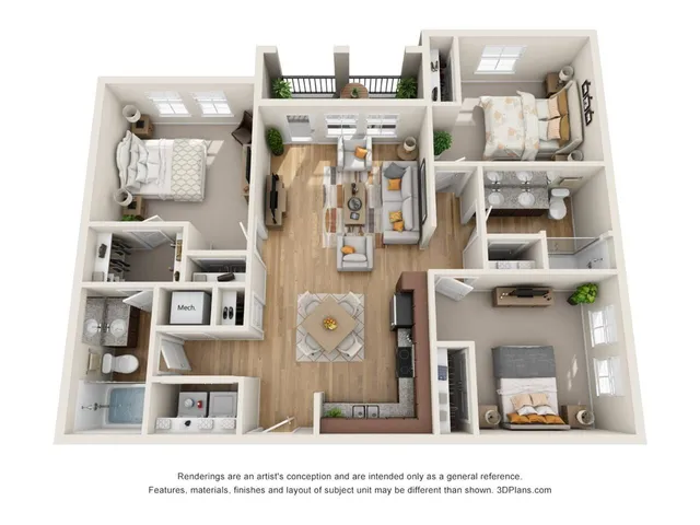 View of C1 Floor Plan at Cottonwood Lighthouse Point Apartments in Pompano Beach