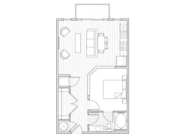 1X1-A4 Floor Plan | 1 Bedroom with 1 Bath | 682 Sq Ft | Alpha Mill Apartments