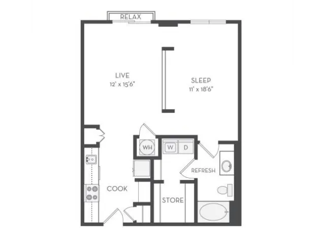 The Adler Floor Plan | 1 Bedroom with 1 Bath | 778 Square Feet | Cottonwood Westside | Apartment Homes