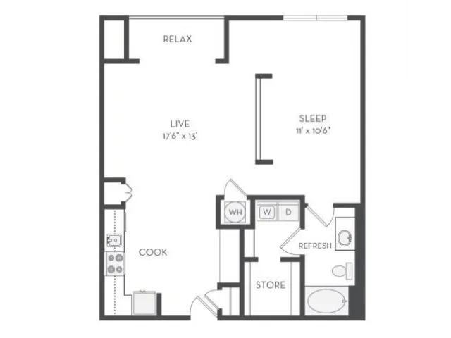 The Fulton Floor Plan | 1 Bedroom with 1 Bath | 954 Square Feet | Cottonwood Westside | Apartment Homes