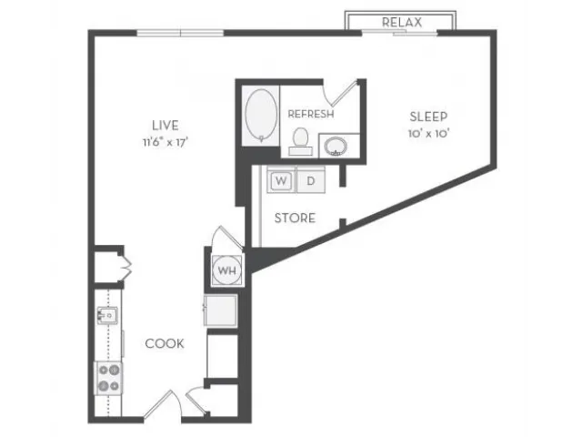 The Diesel Floor Plan | 1 Bedroom with 1 Bath | 735 Square Feet | Cottonwood Westside | Apartment Homes