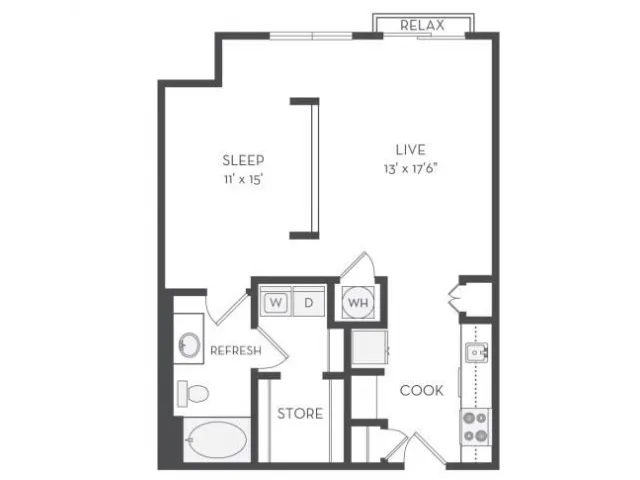 The Watt Floor Plan | 1 Bedroom with 1 Bath | 780 Square Feet | Cottonwood Westside | Apartment Homes
