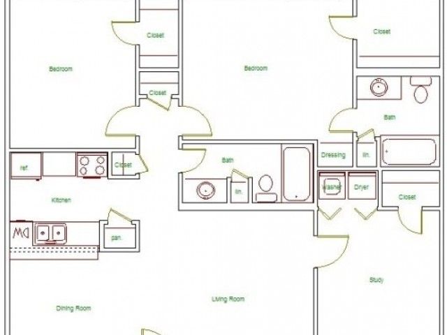 I2f Floor Plan | 2 Bedroom with 2 Bath | 1227 Square Feet | The Regatta | Apartment Homes
