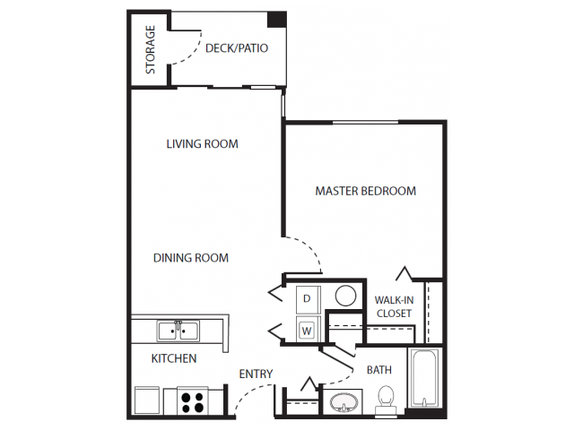 A2 Floor Plan | 1 Bedroom with 1 Bath | 656 Square Feet | Scott Mountain | Apartment Homes