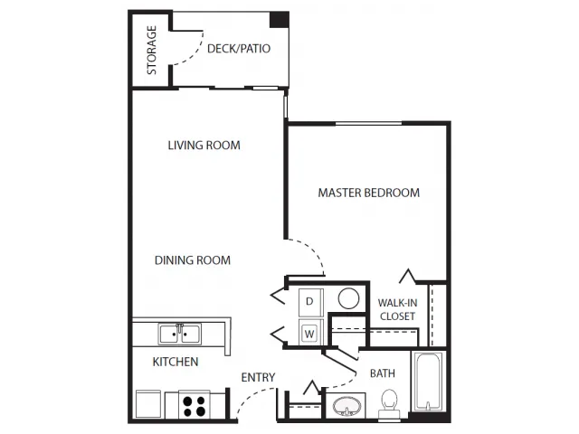 A1 Floor Plan | 1 Bedroom with 1 Bath | 636 Square Feet | Scott Mountain | Apartment Homes