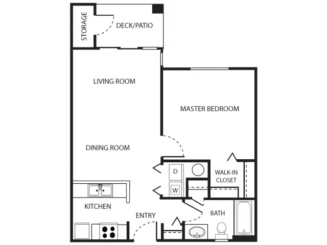 A2r Floor Plan | 1 Bedroom with 1 Bath | 656 Square Feet | Scott Mountain | Apartment Homes