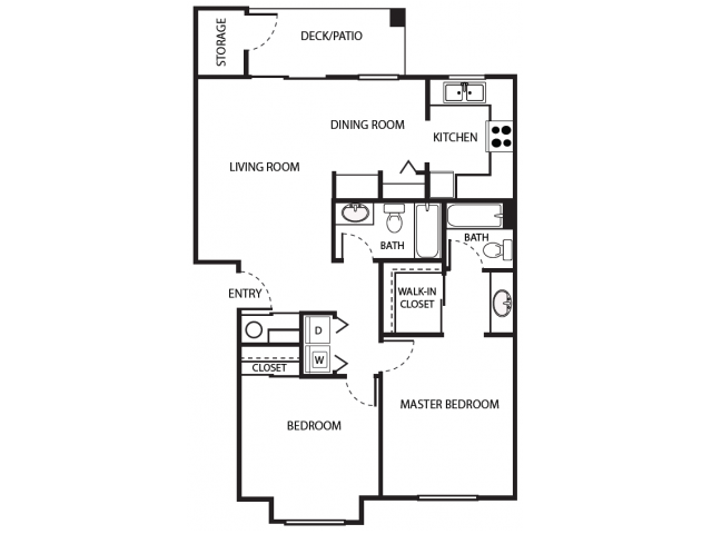 B1r Floor Plan | 2 Bedroom with 2 Bath | 930 Square Feet | Scott Mountain | Apartment Homes