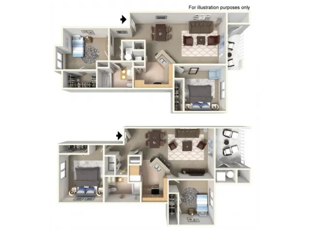 Scenic Floor Plan | 2 Bedroom with 1 Bath | 975 Square Feet | Clearview | Apartment Homes