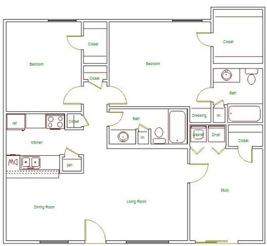 I Floor Plan | 2 Bedroom with 2 Bath | 1194 Square Feet | The Regatta | Apartment Homes