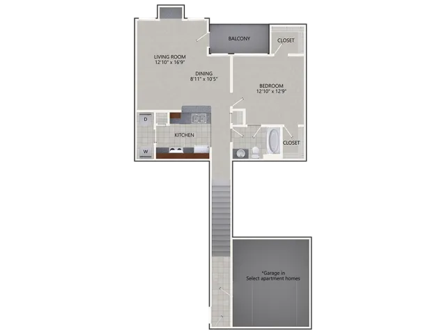 A2 Floor Plan | 1 Bedroom with 1 Bath | 924 Square Feet | Cottonwood Ridgeview | Apartment Homes
