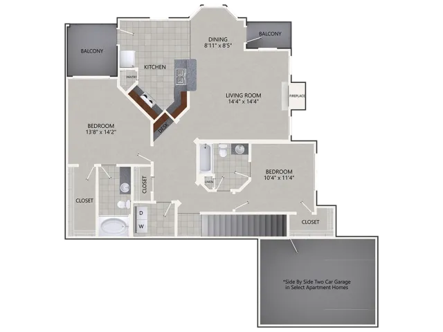 B4 Floor Plan | 2 Bedroom with 2 Bath | 1462 Square Feet | Cottonwood Ridgeview | Apartment Homes