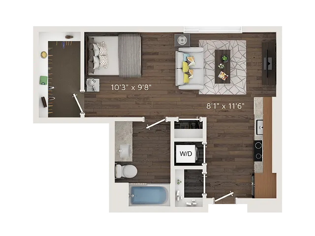 S2 Floor Plan | 0 with 1 Bath | 467 Square Feet | Park Avenue  | Apartment Homes