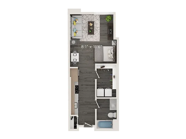 S3 Floor Plan | 0 with 1 Bath | 482 Square Feet | Park Avenue  | Apartment Homes