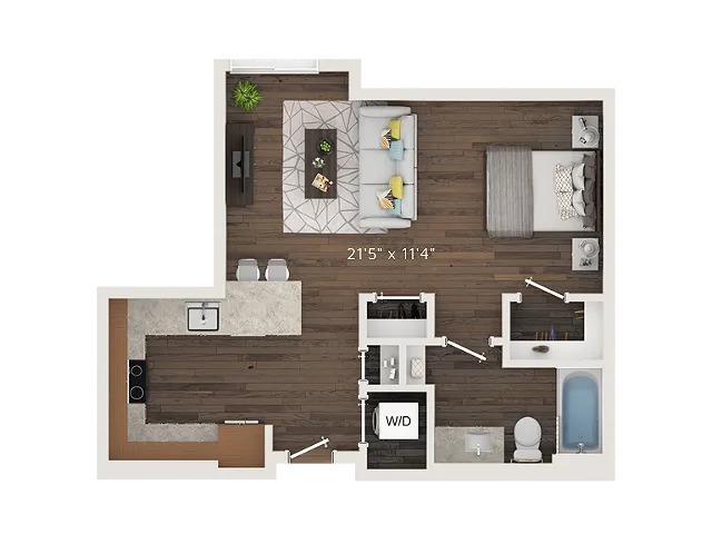 S4 Floor Plan | 0 with 1 Bath | 520 Square Feet | Park Avenue  | Apartment Homes