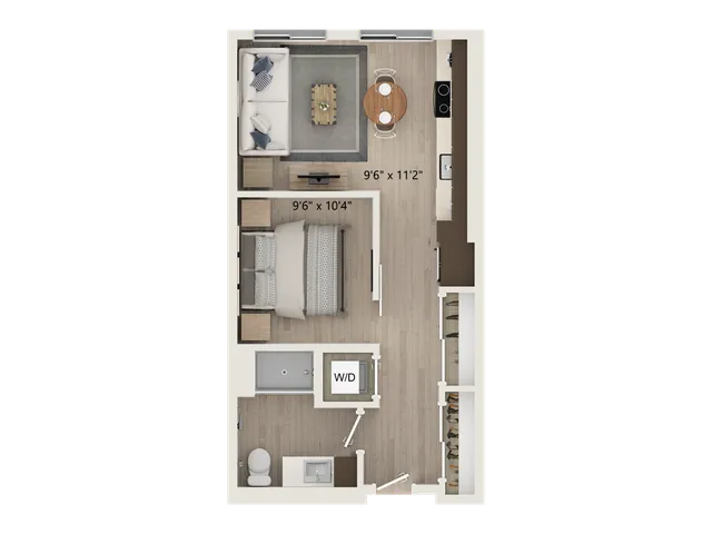 S1 - Floor Plan | Studio with 1 Bath | 541 Square Feet | Cottonwood Highland | Apartment Homes