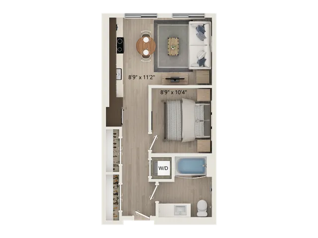 S2 - Floor Plan | Studio with 1 Bath | 541 Square Feet | Cottonwood Highland | Apartment Homes