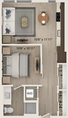 S3 - Floor Plan | Studio with 1 Bath | 537 Square Feet | Cottonwood Highland | Apartment Homes