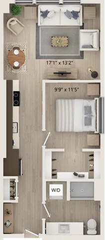 Urban 4 - Floor Plan | Studio with 1 Bath | 633 Square Feet | Cottonwood Highland | Apartment Homes