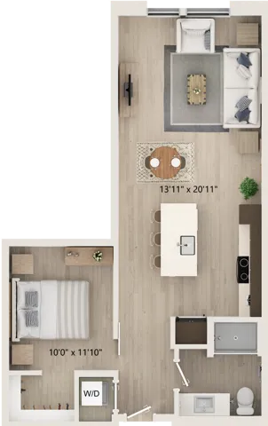 Urban 5 - Floor Plan | 1-Bedroom with 1 Bath | 703 Square Feet | Cottonwood Highland | Apartment Homes