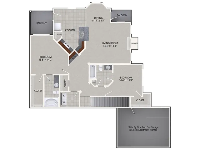 B4r24 Floor Plan | 2 Bedroom with 2 Bath Renovated | 1462 Square Feet | Cottonwood Ridgeview | Apartment Homes