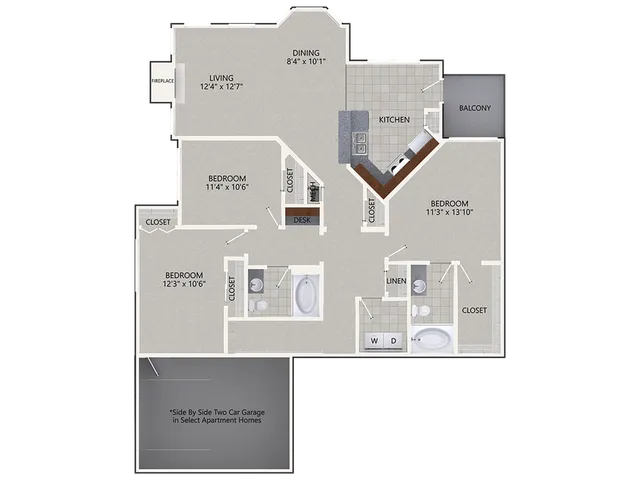 C2G Renovated Floor Plan | 3 Bedroom with 2 Bath | 1596 Square Feet | Cottonwood Ridgeview | Apartment Homes