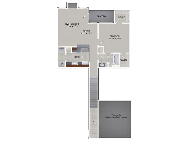 A2 Renovated Floor Plan | 1 Bedroom with 1 Bath | 924 Square Feet | Cottonwood Ridgeview | Apartment Homes