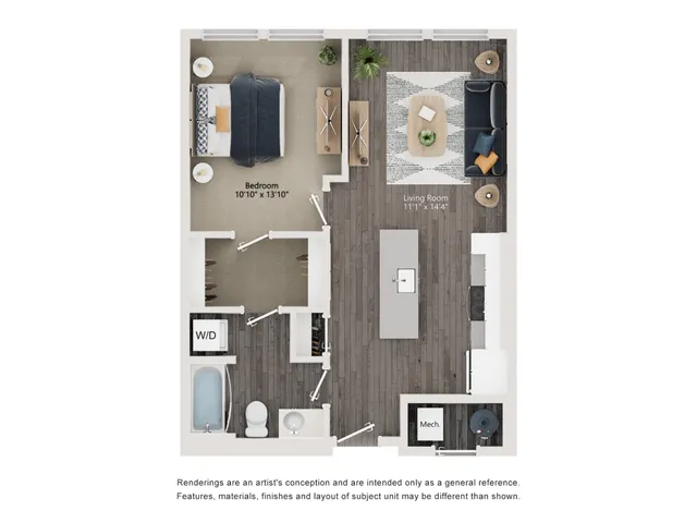 A5 - Floor Plan | 1 bedroom with 1 Bath | 702 Square Feet | The Richmond | Apartment Homes