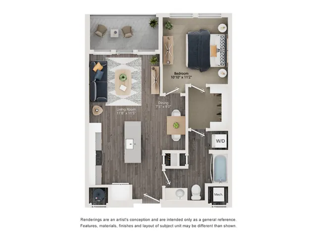 A2 - Floor Plan | 1 bedroom with 1 Bath | 691 Square Feet | The Richmond | Apartment Homes