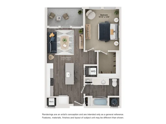 A4 - Floor Plan | 1 bedroom with 1 Bath | 691 Square Feet | The Richmond | Apartment Homes