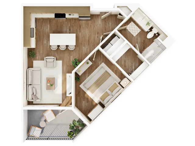 One Bed-B Floor Plan | One Bedroom with 1 Bath | 679 Square | Current | Apartment Homes