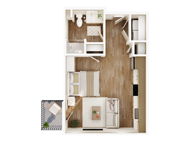 Studio Floor Plan | Studio with 1 Bath | 438-510 Square Feet | Current | Apartment Homes