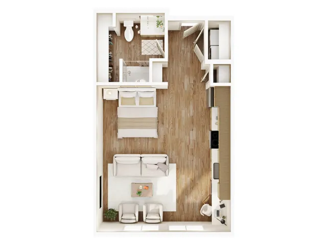 Urban Studio-A Floor Plan | Studio with 1 Bath | 523-525 Square Feet | Current | Apartment Homes