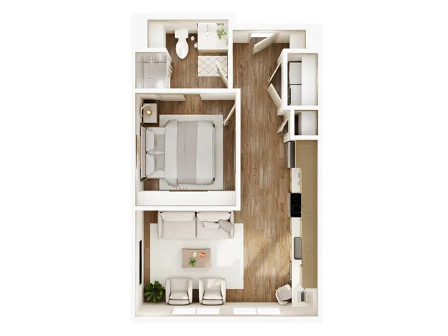 Urban Studio-B Floor Plan | Studio with 1 Bath | 520-524 Square Feet | Current | Apartment Homes