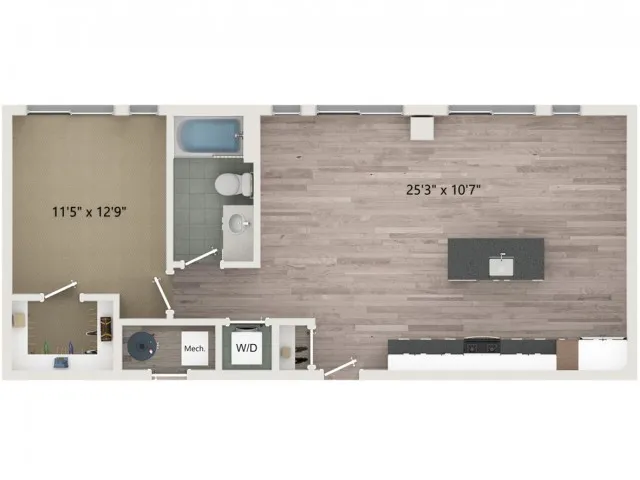 A6 Floor Plan | 1 Bedroom with 1 Bath | 791 Square Feet | Sugarmont | Apartment Homes
