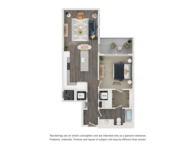 A10 - Floor Plan | 1 bedroom with 1 Bath | 790 Square Feet | The Richmond | Apartment Homes