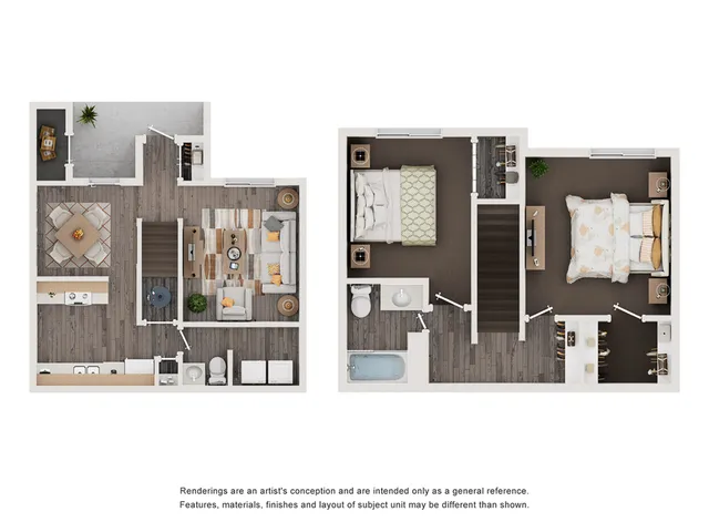 Cambridge Floor Plan | 2 Bedroom with 1.5 Bath | 919 Square Feet | Camelot Apartment Homes