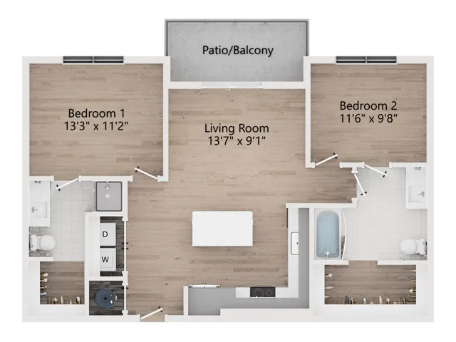 B3 | 2 Bedroom 2 Bath | 1,010 sq ft | The Westerly Apartments in Millcreek, UT