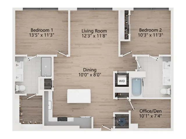 B6 | 2 Bedroom 2 Bath | 1238 sq ft | The Westerly Apartments in Millcreek, UT