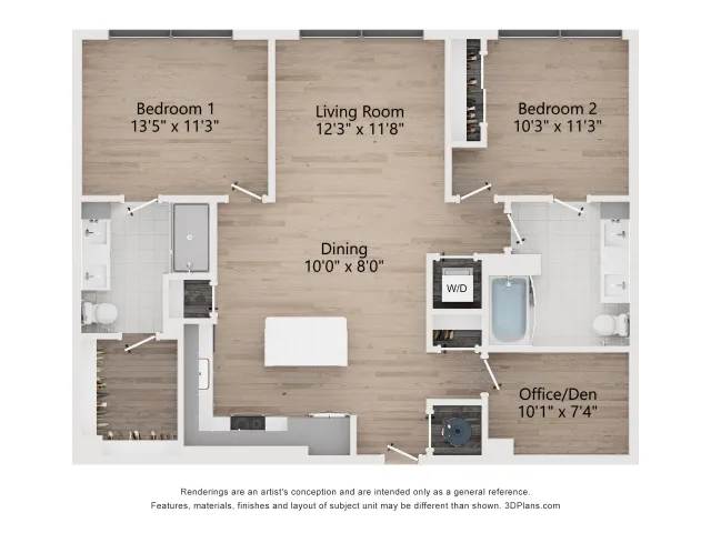 B6 | 2 Bedroom 2 Bath | 1238 sq ft | The Westerly Apartments in Millcreek, UT