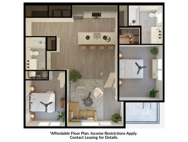 B3A Affordable | 2 Bed 2 Bath | 5 Row Apartments in Charlottesville