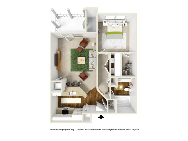Iris Floor Plan | 1 Bedroom with 1 Bath | 676 Square Feet | Summer Park | Apartment Homes