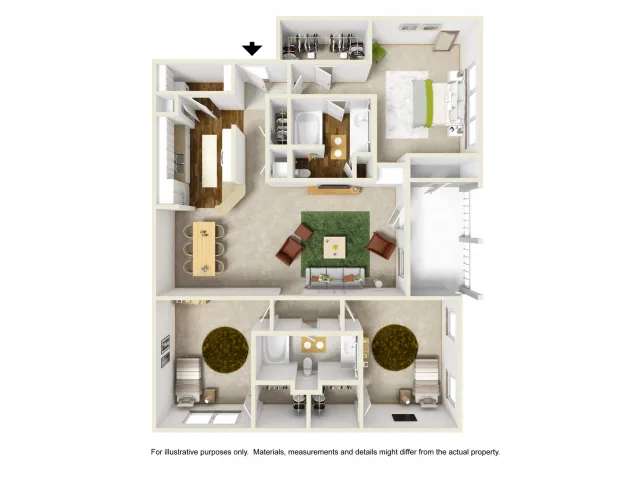 Rose with Sunroom Renovated Floor Plan | 3 Bedroom with 2 Bath | 1451 Square Feet | Summer Park | Apartment Homes